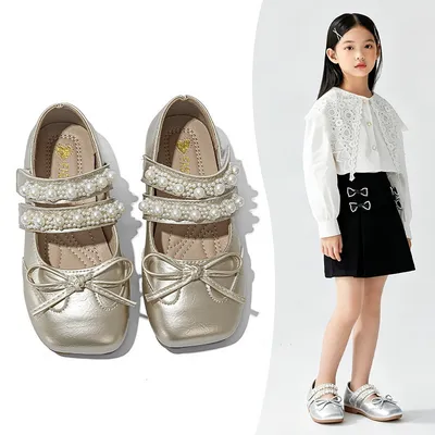 2026 Spring Summer New Girls Leather Shoes, Bow Decor Kids Princess Shoes, Breathable Soft Sole Performance Flats For Baby Girls