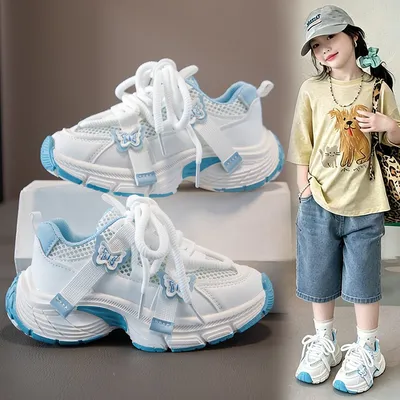 2026 Summer Hot-selling Baby Girls Mesh Dad Sneakers, Breathable Soft Sole Lightweight Comfortable Sports Shoes