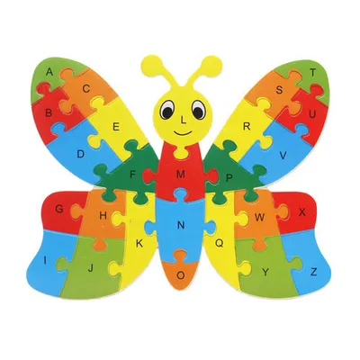 10 26-Letter Animal Puzzle Cartoon Children'S English Cognitive Enlightenment Jigsaw Puzzle Wooden Toys