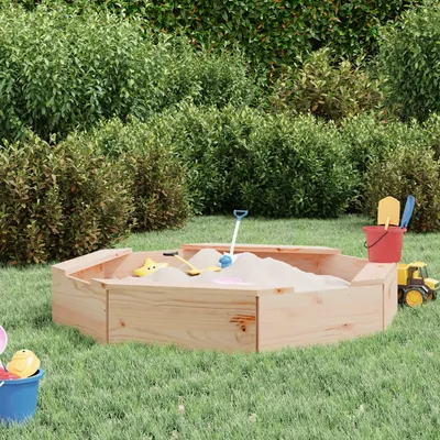   Sandpit with Seats Octagonal Solid Pine Wood  