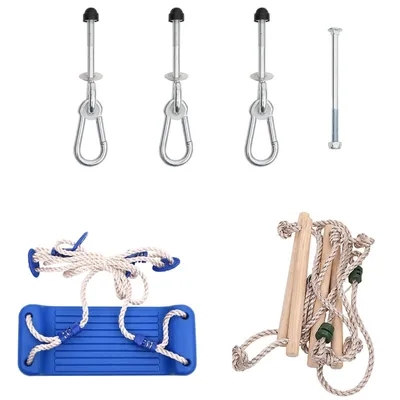    Swing Seat with Rope Ladder Blue 37x15 cm PE