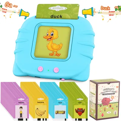 1 Set 224 Words Kid Talking Cards 112 Card Electronic Cognitive Audio Toddler Reading Machine Animal Shape Color Repeated Learning Cards English For Child 1-5 Years Old