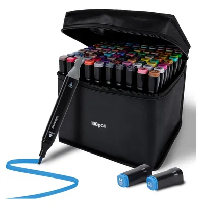 100 Colors Double Tip Brush Pens, Watercolor-Based Markers, Alcohol Markers For Children And Adults, Drawing, Calligraphy