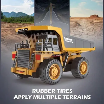 1 20 Premium 2.4G RC Alloy Dump Truck With 13 Channels, Lights, Sounds, And Rechargeable Battery, A Fun Parent Child Activity For Boys, Kids, And Families.