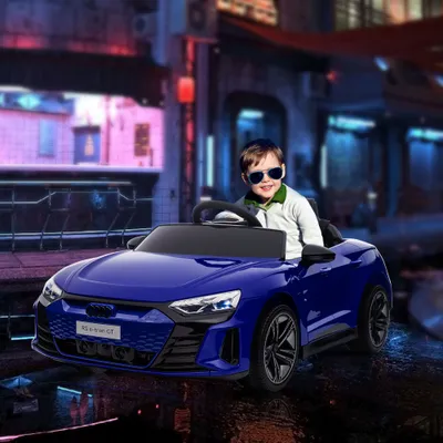 12V Licensed Audi RS E-tron GT Kids Ride on Car with Remote Control, Suspension, Horn, Music, Lights, Dark Blue