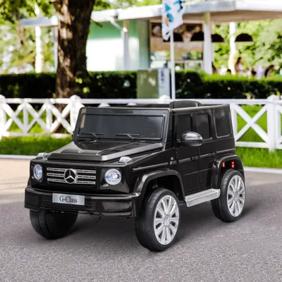 12V Mercedes Benz G500 Licensed Kids Electric Car with Remote Control, Headlights, Music, Suspension, Storage, Black