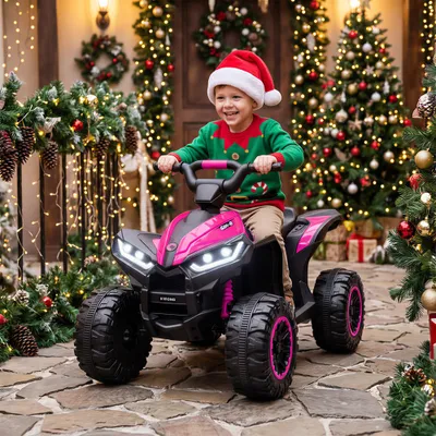 12V Kids ATV Quad Car with Forward & Backward Function, Wear-Resistant Wheels, Music, for Toddlers 3-5 Years Old, Pink