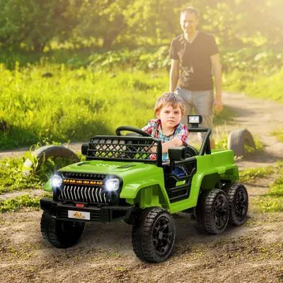 12V 4x4 Kids Electric Car w/ 2WD/4WD Switchable, Remote Control, Spring Suspension System, Back Trailer, Camouflage
