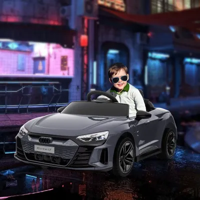 12V Licensed Audi RS E-tron GT Kids Ride on Car with Remote Control, Suspension, Horn, Music, Lights, Gray