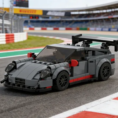 374PCS Gray Sports Car MOC Building Blocks Toys Porsche 911GT3 RS
