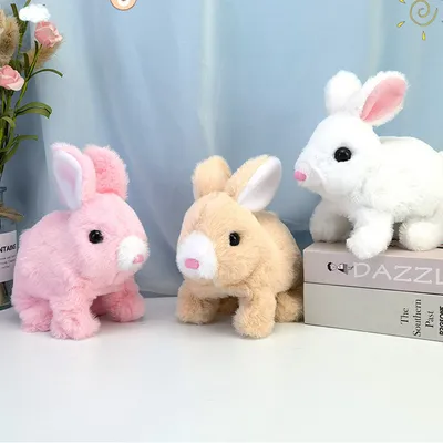 Plush Electric Walking And Moving Mouth Shaking Ears Long-haired Rabbit Pet Toy