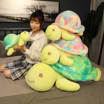 38-65 Cm Cute Colorful Plush Toy Pillow Rainbow Turtle Doll Children Christmas Gift