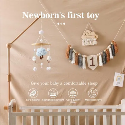 Cloud Baby Hair Ball Children's Room Decoration Baby Bed Pendant Soothing Bed Bell