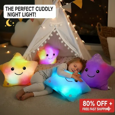 34CM Colorful Luminous Five-pointed Star Pillow Plush Toy Best Decoration
