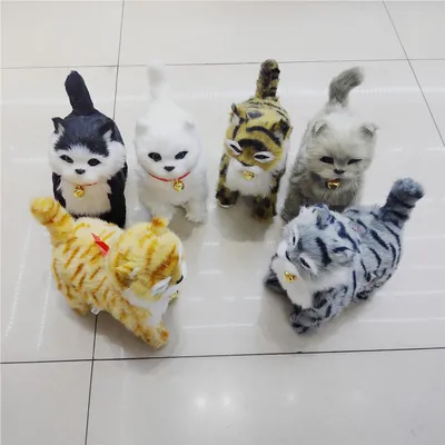 Electric Plush Simulation Motion-Activated Walking Cat With Meowing And Light-Controlled Plush Toy