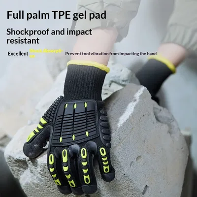 TPR Mechanical Construction Industry Palm Anti-vibration Gloves