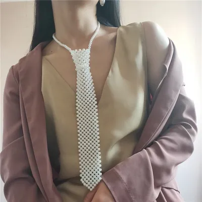 Pearl Tie Body Chains Hollow Out Handmade Retro