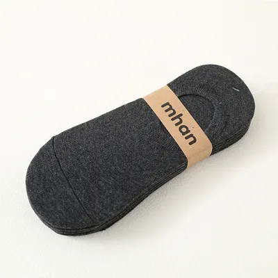 All-Match Plain Invisible Socks Men's Spring And Summer Silicone Non-Slip Cotton Boat Socks