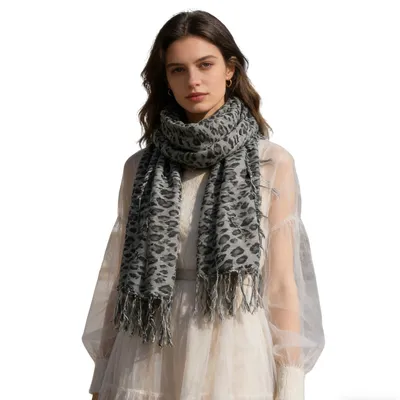 2pcs Minimalist Head Scarf,Grey Leopard Square Scarf ,Luxe Look For Evening Wear,Scarf,vacation,daily Life,evening Party,Office Appropriate Subtlety For Women Men