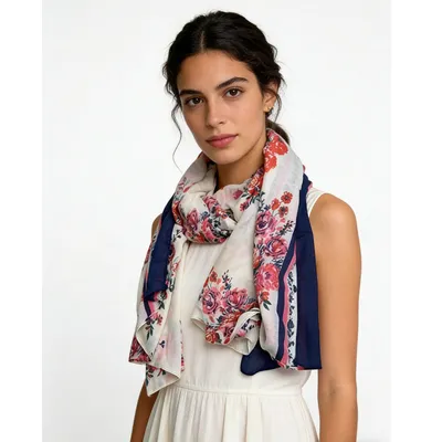 2pcs Extra Long Chic Floral Lightweight And Stylish Wrap Scarf ,Luxe Look For Evening Wear,Scarf,vacation,daily Life,evening Party,Office Appropriate Subtlety For Women Men