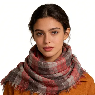 2pcs Lightweight Fashion Orange Red Yarn Dyed Scarf ,Luxe Look For Evening Wear,Scarf,vacation,daily Life,evening Party,Office Appropriate Subtlety For Women Men