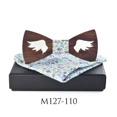 Casual Party Wooden Bow Tie Suit Polyester Silk Square Scarf  Bow Tie