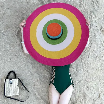 70cm Big Brim Folding Straw Hat Sunshade
