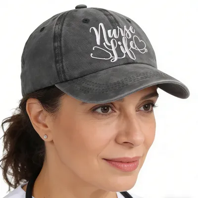 2pcs Nurse Life Hat For Women Men, Adjustable Embroidered Wash Cotton Baseball Cap