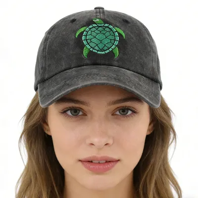 2pcs Sea Turtle Hat For Women Men, Funny Adjustable Embroidered Wild Animals Baseball Cap