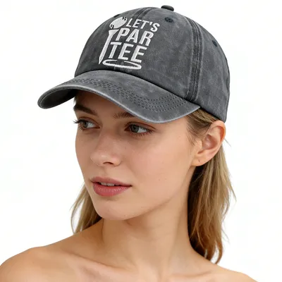 2pcs Golf Gifts Hats Par Tee Hats For Men Women, Adjustable Embroidered Wash Cotton Baseball Cap