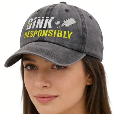 2pcs Pickleball Hat For Men Women, Adjustable Embroidered Wash Cotton Baseball Cap