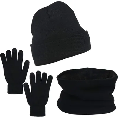 3-in-1 Combo Set: Warm Knit Hat, Thick Winter Scarf With Fleece Lining, Women's Winter Hat, Winter Gloves, Men's Knit Hat For Hiking And Running