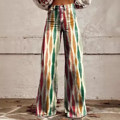 3D Thermal Transfer Speaker Simulation Denim Loose Pants