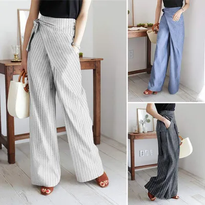 Independent Station Wish Autumn New Striped Lace-up Trousers