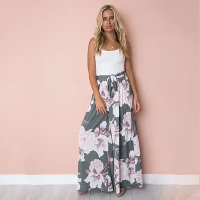 2021Ebay Amazon AliExpress Explosion models European and American women's high waist loose printed casual wide leg pants
