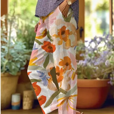 3D Digital Printing High Waist Drawstring Baggy Pants Women