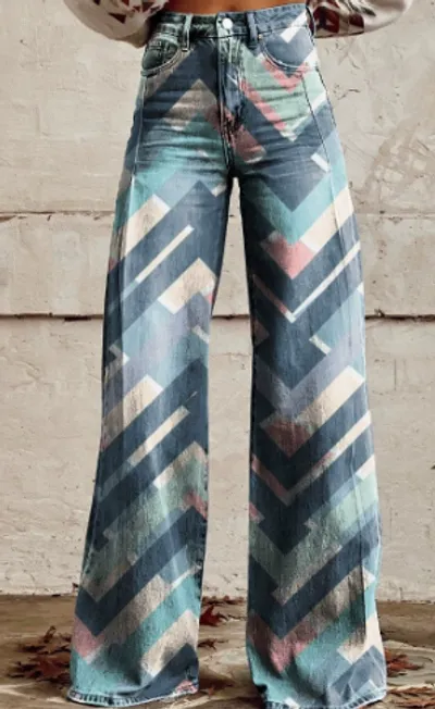 3D Digital Printed Women's Imitation Jeans