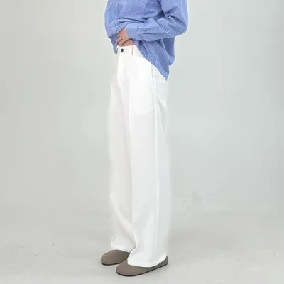 A-line Straight-leg Relaxed-fit Casual Work Trousers Mens Simple And Comfortable Long Pants