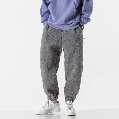 All-Match Lamb Wool Warm Embroidered Loose-Fitting Harem Pants