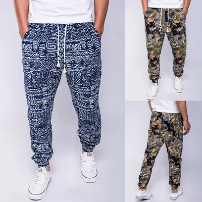 Famous Ethnic Style Printed Cotton Hemp Casual Pants