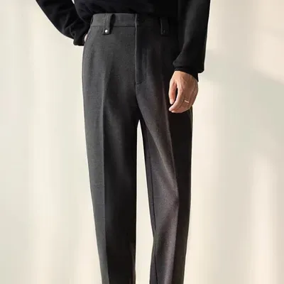 Mens Stylish Casual Straight-leg Suit Pants