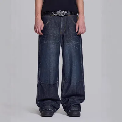 Mens Relaxed-fit Vintage Patchwork-design Jeans