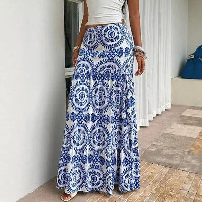 All-over Print Casual Loose-fitting Low-rise Skirt