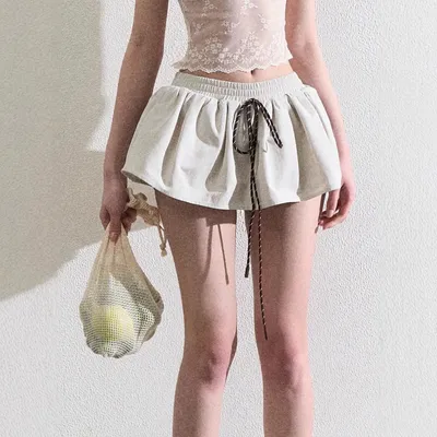 All-matching Elastic Waistband Twisted Drawstring Skirt Pettiskirt Skirt