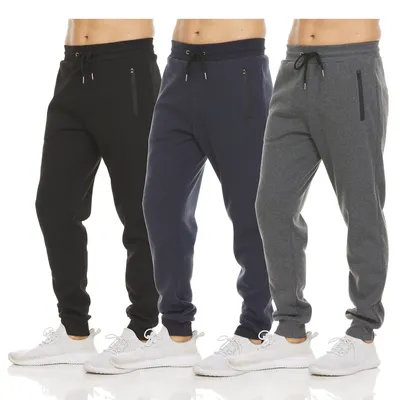 Men's Slim-fit Athletic Leggings, Casual Fleece Sweatpants With Zippered Ankle Cuffs, Solid-colored Skinny Running Pants