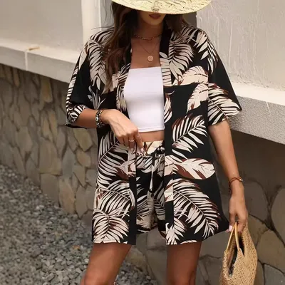 3D Digital print Womens Cardigan Amazon style Fashionable Print Casual Resort wear Vibe