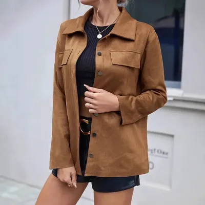 All-match Leather Cardigan Slim-fit Jacket Women