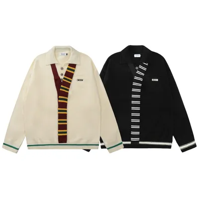 American Preppy-Style Color-Block Striped Knit Sweater