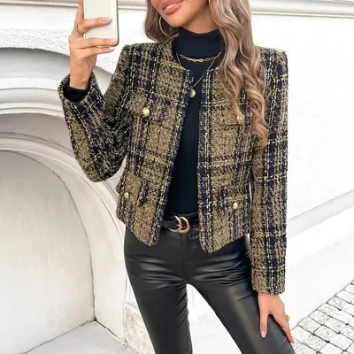 Coarse-woven Woolen Chanel-style Short Jacket