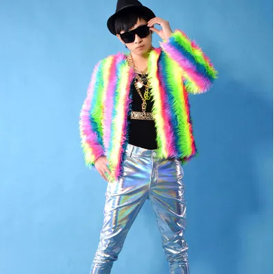 Coat colored loose fox fur long sleeve coat